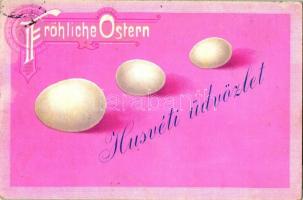 1899 'Boldog húsvéti ünnepeket' / Easter, eggs, litho (EK)