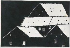 cca 1965 Hódi László: Téli este, feliratozott vintage fotóművészeti alkotás, 16x23 cm