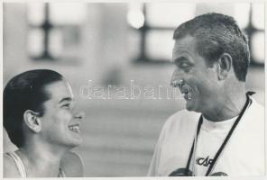 cca 1986 Egerszegi Krisztina úszó, Varga Zsolt 4 db pecséttel jelzett vintage fotója, 16x24 cm és 24x18 cm közötti méretekben