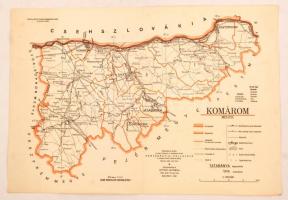 1957 Komárom megye térkép, Csak hivatalos használatra felirattal,1:250 000, 27x38cm