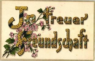 In treuer Freundschaft / with honest friendship, greeting card, litho (EK)
