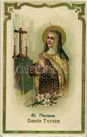 St. Theresia, golden decorated, litho (EB)