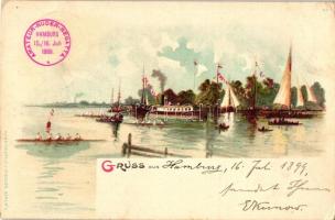 1899, sailing- and steamships, rowboats, litho (EK)