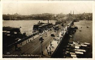 Constantinople, Istanbul; Karakeuy bridge, ships, tram