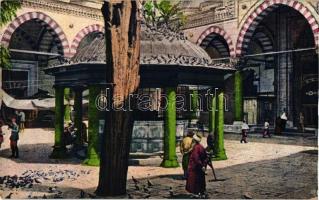 Constantinople, Istanbul; Mosque Bayazed courtyard, and fountain (EK)
