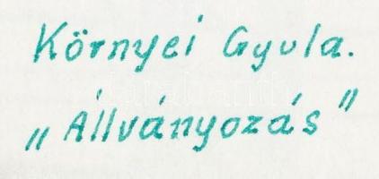 cca 1970 Környei Gyula: Állványozás, feliratozott vintage fotóművészeti alkotás, 17x11 cm