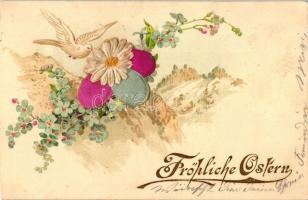 Easter, dove, floral litho silk card (Rb)