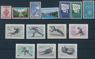 Olimpia motívum 1955-1963 3 klf bélyeg + 2 klf sor, 1955-1963 Olympics 3 diff stamps + 2 diff sets