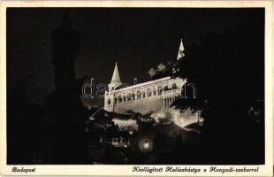 Budapest I. Halászbástya, kivilágítva, éjszaka
