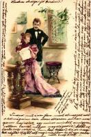 1899 Couple, Glückliche Stunden, litho