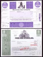 Amerikai Egyesült Államok 1971-1977. 4db klf részvény, közte Wisconsin 1975. "Wisconsin Gas Com...