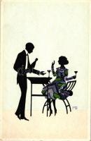 Couple, silhouette art postcard s: Manni Grosze