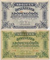 1946. 10db-os vegyes magyar adópengő bankjegy tétel, közte fordított címeres T:vegyes