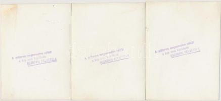 cca 1940 Rácz Vali (1911-1997) színésznő Rozgonyi műtermében énekel, 3 db portré, pecséttel, matricá...