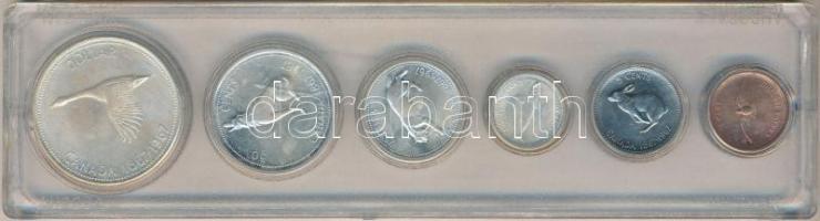 Kanada 1967. 1c Br + 5c Ni + 10c Ag + 25c Ag + 50c Ag + 1$ Ag plasztiktokban T:2 Canada 1967. 1 Cent Br + 5 Cents Ni + 10 Cents Ag + 25 Cents Ag + 50 Cents Ag + 1 Dollar Ag in plastic case C:XF