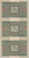 Németország / Weimari Köztársaság 1920. 10M (3x) sorszámkövetők T:I
Germany / Weimar Republic 1920....