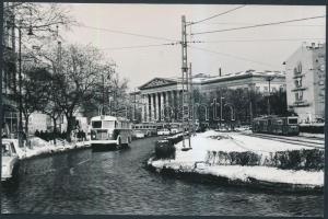 1973 Budapest, A 74-es troli és a 47-es villamos a Kálvin téren, 9x14 cm