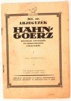 1926 Árjegyzék Hahn Goerz színházi gépekről és berendezési cikkekről, kis hibával, pp.:7, 20x14cm