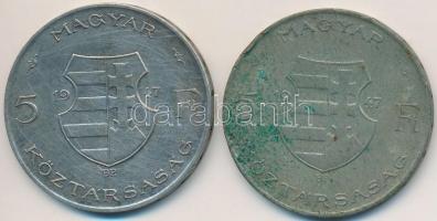 1947. 5Ft Ag "Kossuth" (2x) T:3 patina