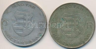 1947. 5Ft Ag "Kossuth" (2x) T:3 patina
