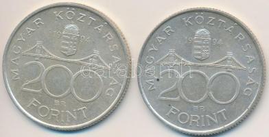 1994. 200Ft Ag "Deák" (2x) T:2,2-