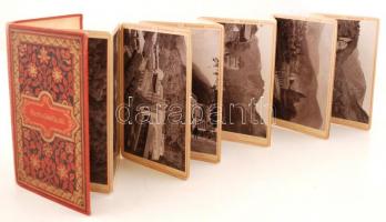 cca 1900 Herkulesfürdő leporelló, keményhátú fotók díszes aranyozott kiadói egészvászon kötésben,  1...