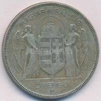 1930. 5P Ag "Horthy jobbra" T:3 patina
Adamo P8