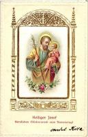 Heiliger Josef - Herzlichen Glückwunsch zum Namenstag! / Nameday, St. Joseph, golden decorated, litho, Emb. (EK)