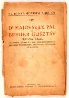 1936 Az Ernst -Múzeum Aukciói, LIV. dr. Majovszky Pál és Breuer Gusztáv hagyatékai valamint főúri és magánbirtokból származó festmények, műtárgyak, szőnyegek és bútorok. Kikiáltási árakkal, fotókkal. Rossz állapotú fedőborítóval, pp.:88, 23x15cm