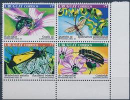 Flower pollinators set corner block of 4, Virágbeporzó rovarok sor ívsarki 4-es tömbben