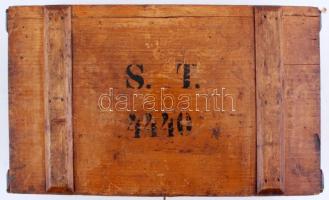 cca 1910-1930 Régi, feliratos Stollwerck fa doboz, lekopásokkal, 44×24×17 cm