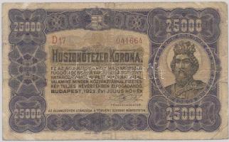 1923. 25.000K &quot;Orell Füssli Zürich&quot; T:III-,IV Hungary 1923. 25.000 Korona &quot;Orell Füssli Zürich&quot; C:VG,G Adamo K44