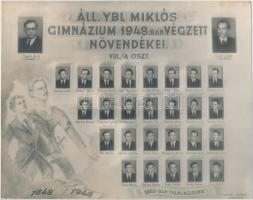 1948 Székesfehérvár, Az Ybl Miklós Gimnázium kistablója 28 nevesített portréval, Hege Károly műterméből, 17x22 cm