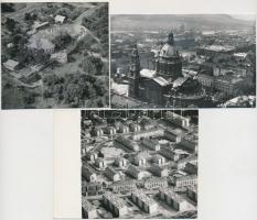1963-1967 Járai Rudolf (1913-1993) fotóriporter légifotói Budapestről és Veszprémről, 3 db feliratozott fénykép, 9x9 cm és 9x12 cm közötti méretben
