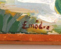 Emőd jelzéssel: Vízpart, olaj, vászon, fa keretben, 40,5×50,5 cm