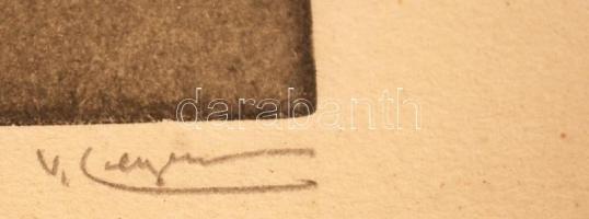 Olvashatatlan jelzéssel: Lovas, rézkarc, papír, üvegezett keretben, 11x9cm