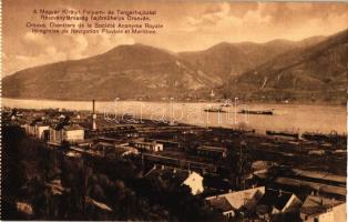 Orsova, a Magyar Királyi Folyam- és Tengerhajózási Részvénytársaság hajóműhelye / Hungarian Royal shipyard, from postcard booklet