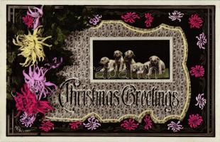 Christmas, dogs, floral