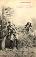Premiere Chasse / Hunting postcard series - 4 old postcards