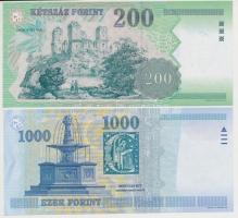 1998. 200Ft "FG" + 1000Ft "DE" T:I,II,II-