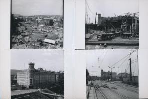 cca 1971 Budapest, Átépítik a Moszkva teret, készül a metróállomás, 11 db korabeli negatívról készült modern nagyítás, 15x10 cm-es fotópapíron