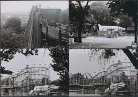 1982 Budapest, Vidámpark, 11 db korabeli negatívról készült modern nagyítás a hullámvasútról és a vidámpark egy részletéről, 9x13 cm