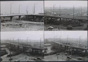 1982 Budapest, M3-as autópálya Hungária úti csomópontjának, felüljáró rendszerének építése, 13 db ko...