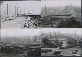 1982 Budapest, M3-as autópálya Hungária úti csomópontjának, felüljáró rendszerének építése, 13 db ko...