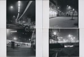 cca 1972 Budapest, Baross tér és a Rákóczi út éjjel, Kotnyek Antal (1921-1990) fotóriporter hagyatékában levő, 10 db korabeli negatívról készült modern nagyítás 15x10 cm-es fotópapírra