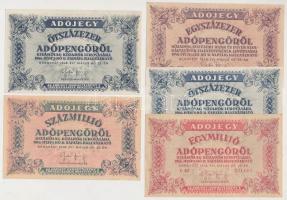 1946. 10.000AP (2x) + 50.000AP (2x) + 100.000AP (5x) + 500.000AP (2x) + 1.000.000AP fordított címerr...