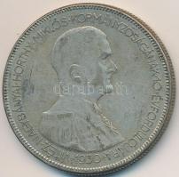 1930. 5P Ag "Horthy jobbra" T:3 patina Adamo P8