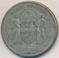 1930. 5P Ag "Horthy jobbra" T:3 patina
Adamo P8