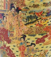 Jelzett kínai padlóváza, kézzel festett, hibátlan, m:45 cm