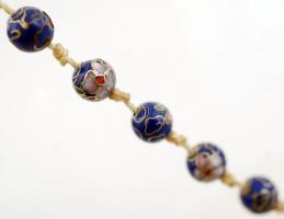 Régi dekoratív nyaklánc, fém, zománc, 54cm